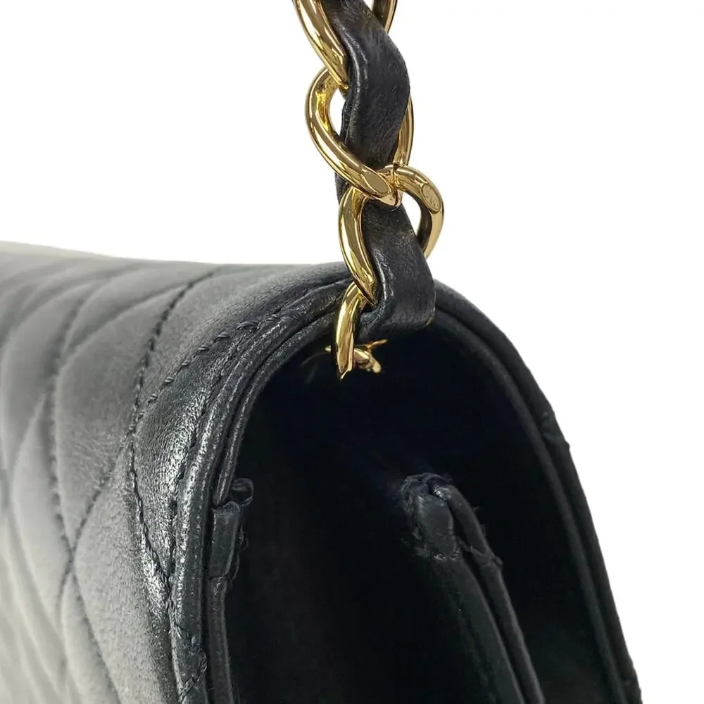 Chanel Single Flap Matelasse Shoulder Bag A03570 Black Gold Lambskin Hardware